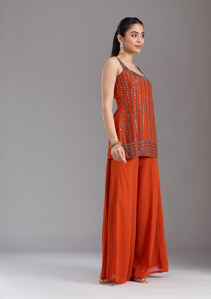 Orange Cutdana Georgette Readymade Salwar Suit-koskii