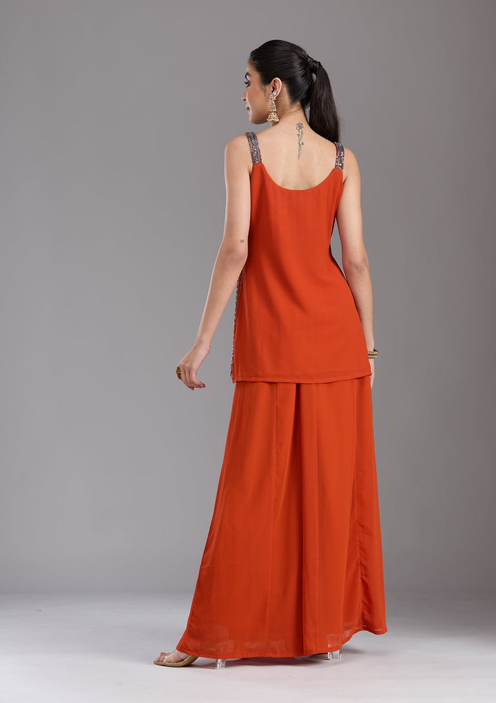 Orange Cutdana Georgette Readymade Salwar Suit-koskii