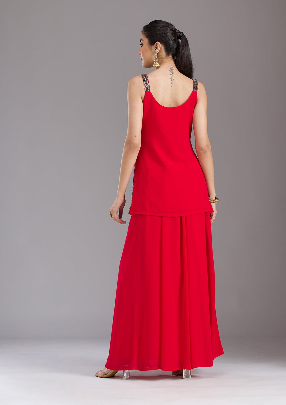 Rani Pink Cutdana Georgette Readymade Salwar Suit-koskii