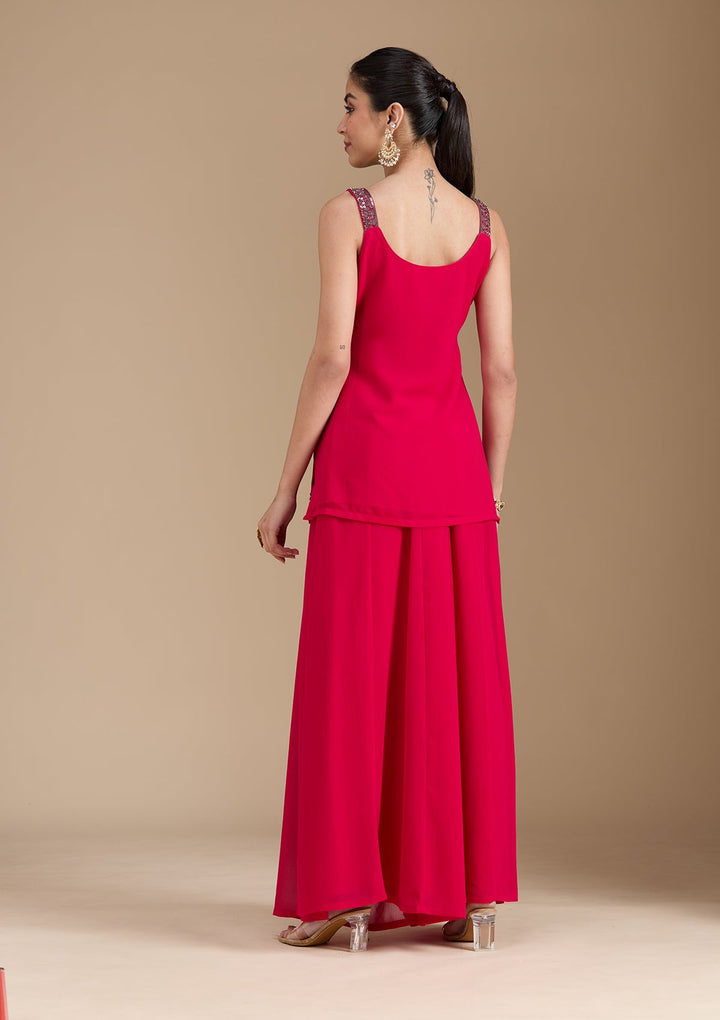 Rani Pink Cutdana Georgette Readymade Salwar Suit-koskii