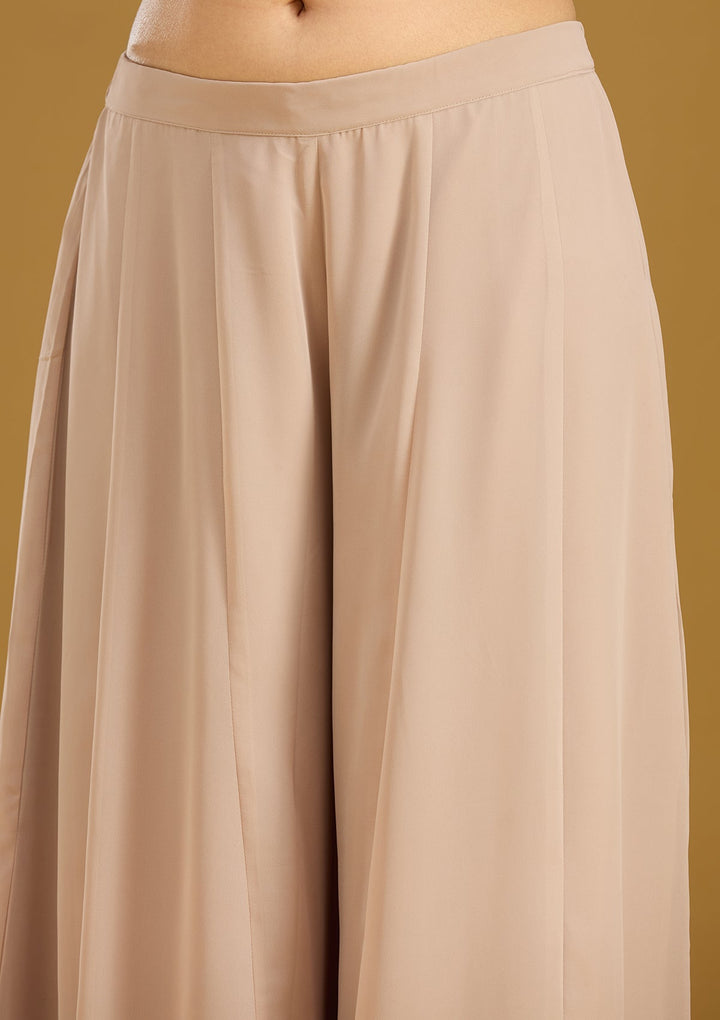 Beige Cutdana Georgette Readymade Salwar Suit