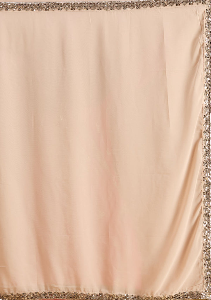 Beige Cutdana Georgette Readymade Salwar Suit