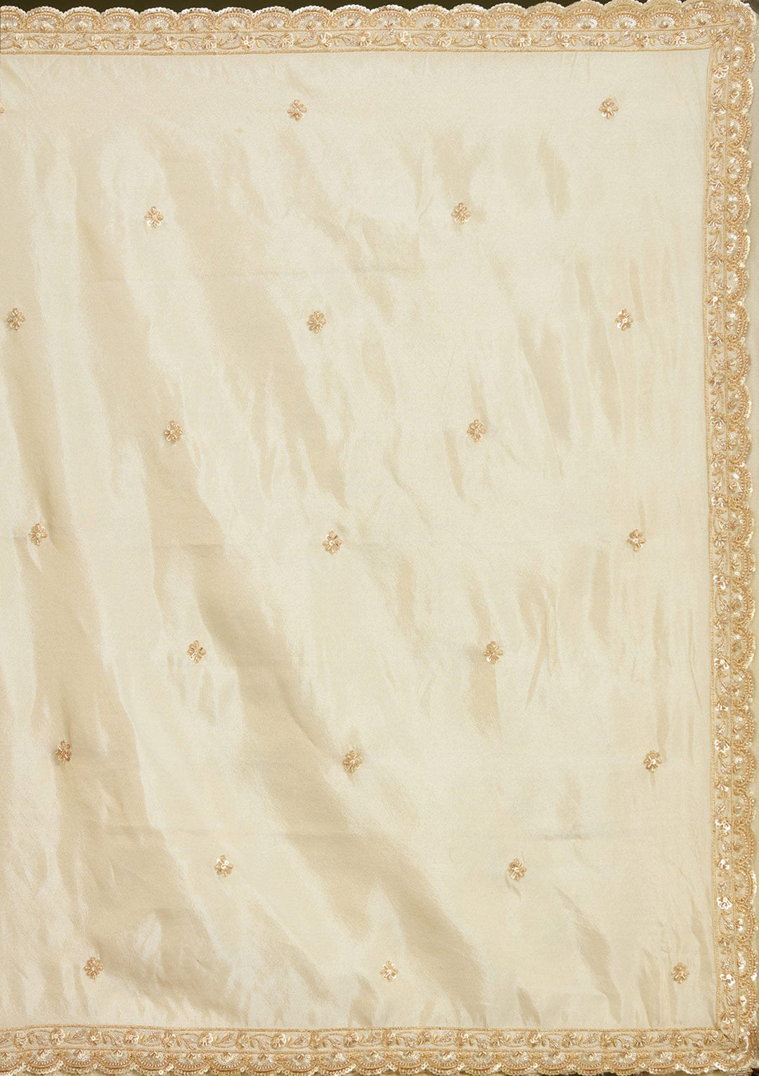 Cream Zariwork (Gold) Tissue Readymade Salwar Suit
