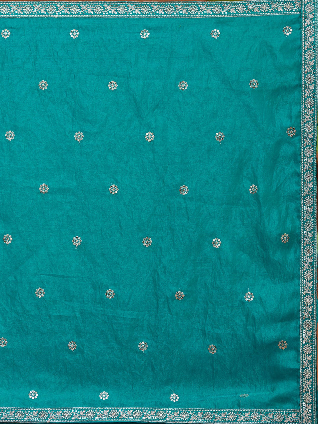 Blue Zariwork (Gold) Tissue Readymade Salwar Suit
