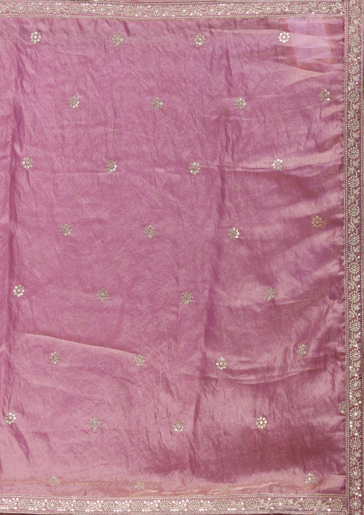 Onion Pink Zariwork (Gold) Tissue Readymade Salwar Suit