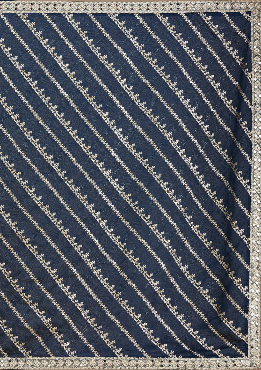 Navy Blue Zariwork Brocade Readymade Salwar Suit-koskii