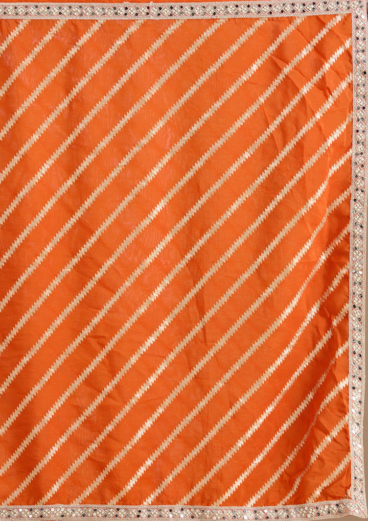 Orange Zariwork Brocade Readymade Salwar Suit-koskii