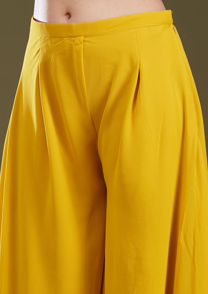 Mustard Yellow Threadwork Georgette Readymade Salwar Suit