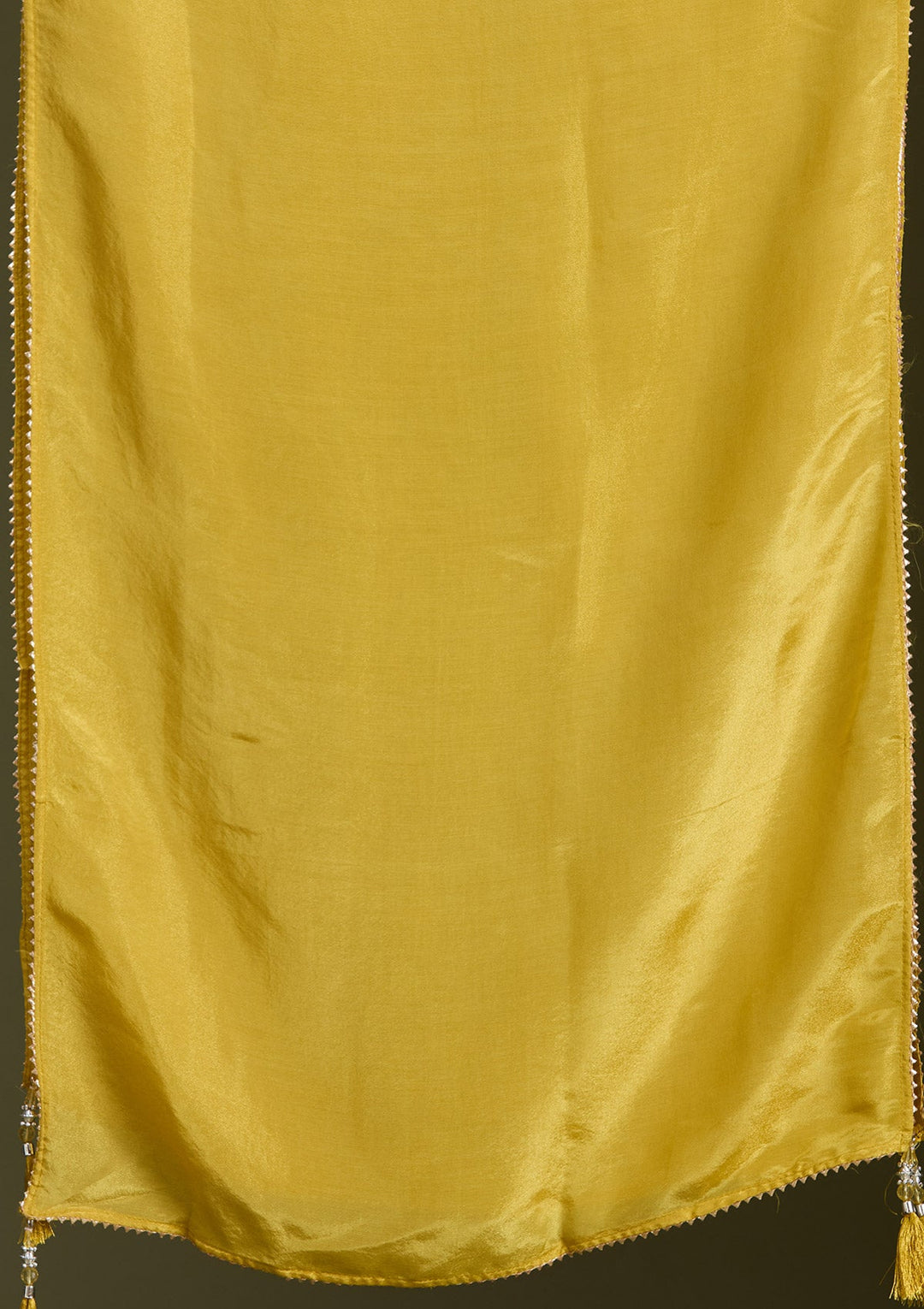 Mustard Yellow Threadwork Satin Readymade Salwar Suit