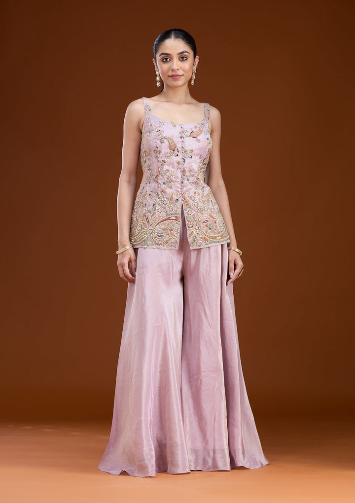 Lavender Cutdana Tissue Readymade Salwar Suit