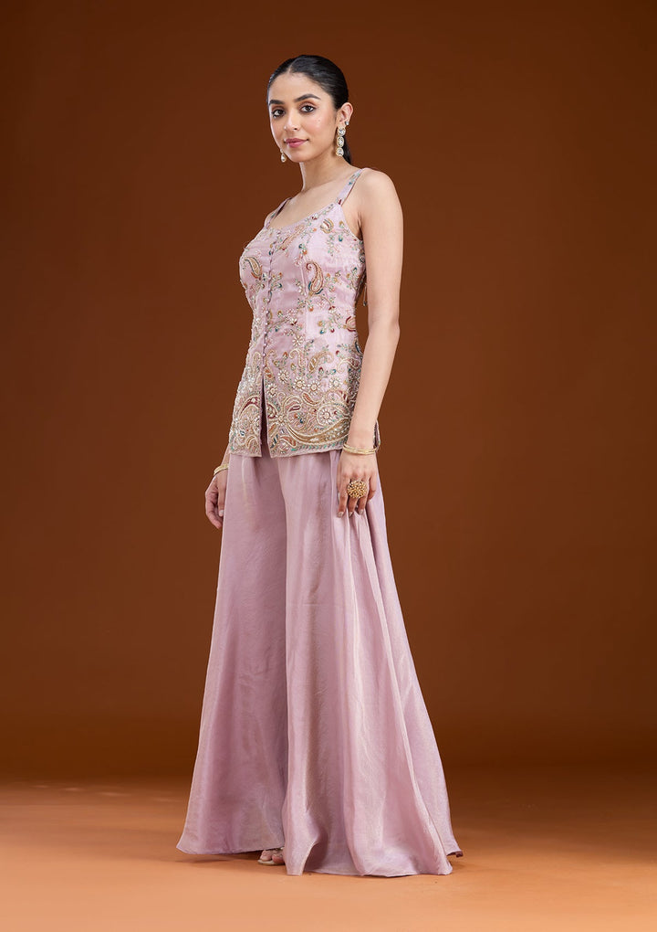 Lavender Cutdana Tissue Readymade Salwar Suit