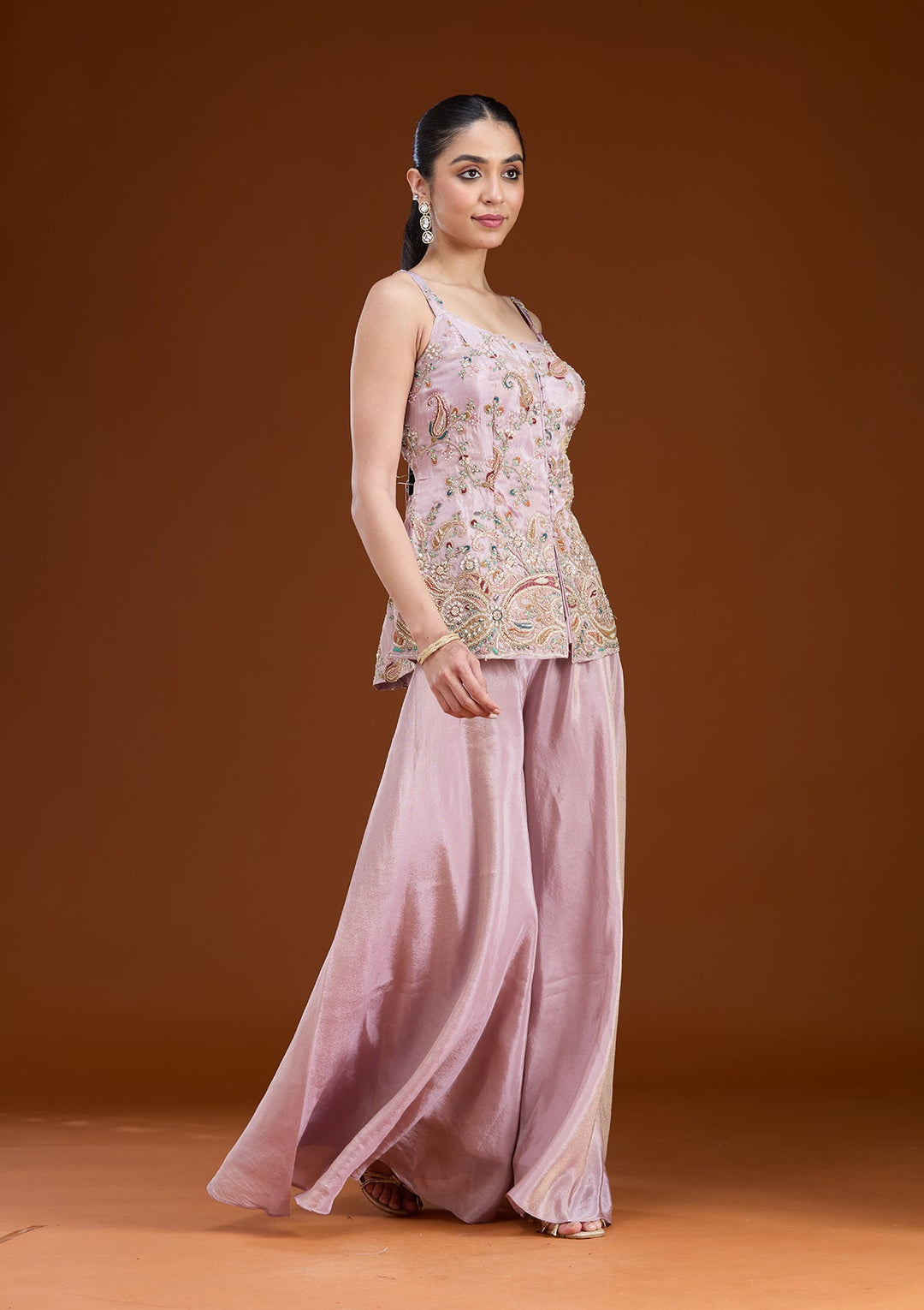 Lavender Cutdana Tissue Readymade Salwar Suit