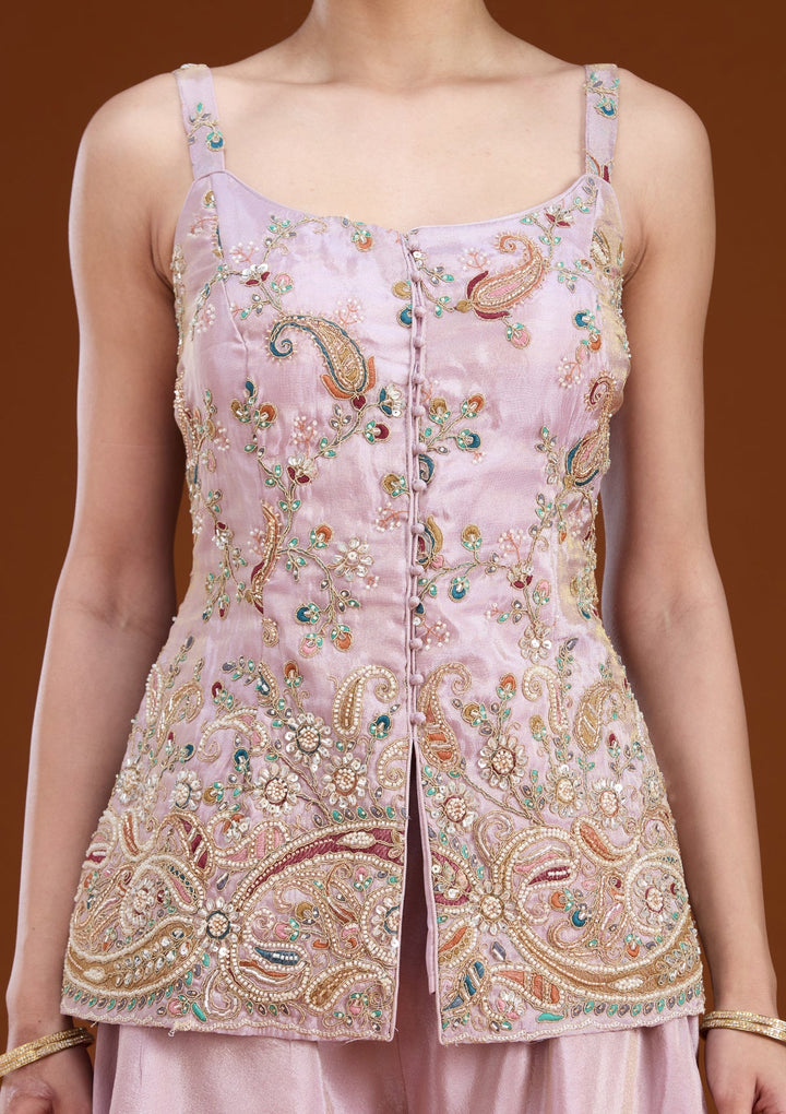 Lavender Cutdana Tissue Readymade Salwar Suit