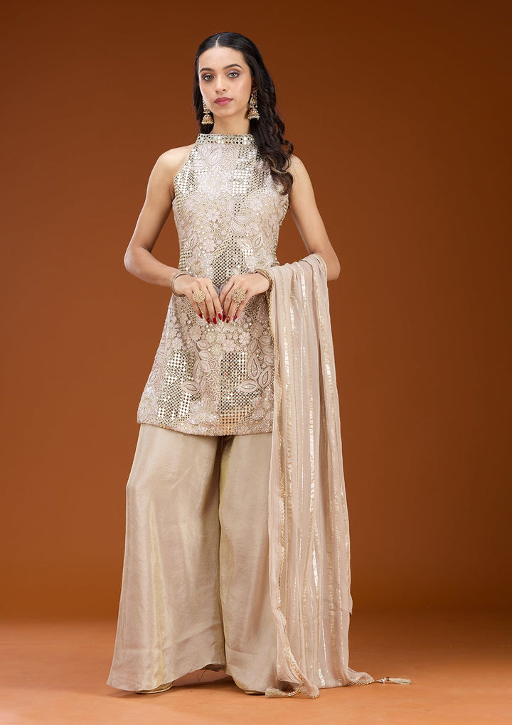 Light Lavender Cording Tissue Readymade Salwar Suit