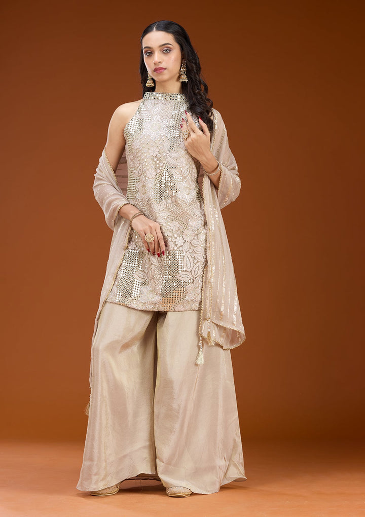 Light Lavender Cording Tissue Readymade Salwar Suit