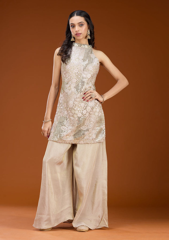 Light Lavender Cording Tissue Readymade Salwar Suit