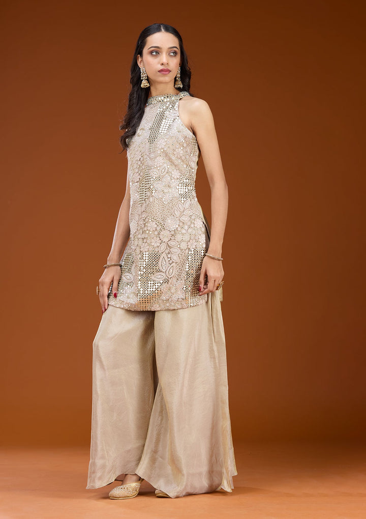 Light Lavender Cording Tissue Readymade Salwar Suit