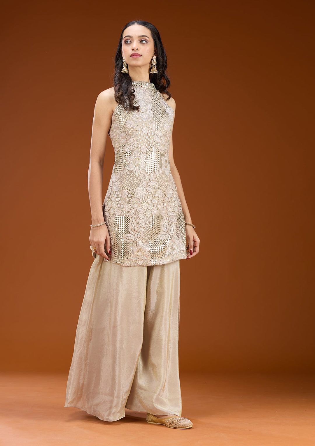 Light Lavender Cording Tissue Readymade Salwar Suit