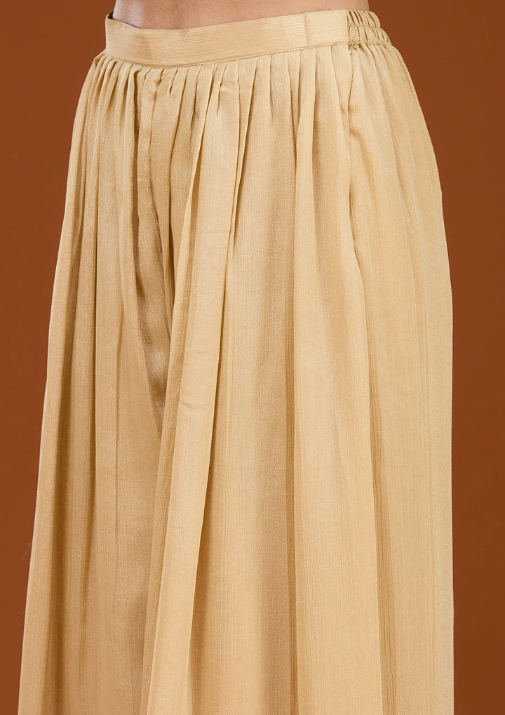 Beige Cording Tissue Readymade Salwar Suit