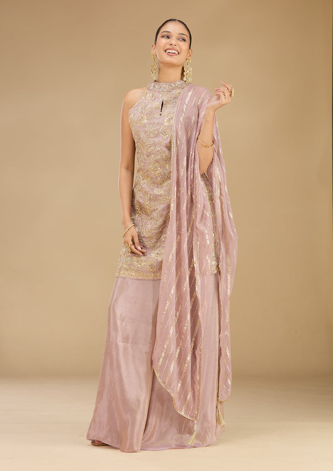 Lavender Cutdana Tissue Readymade Salwar Suit