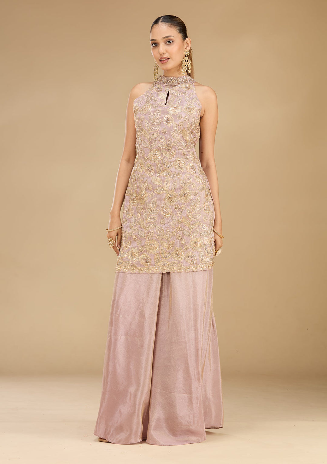 Lavender Cutdana Tissue Readymade Salwar Suit