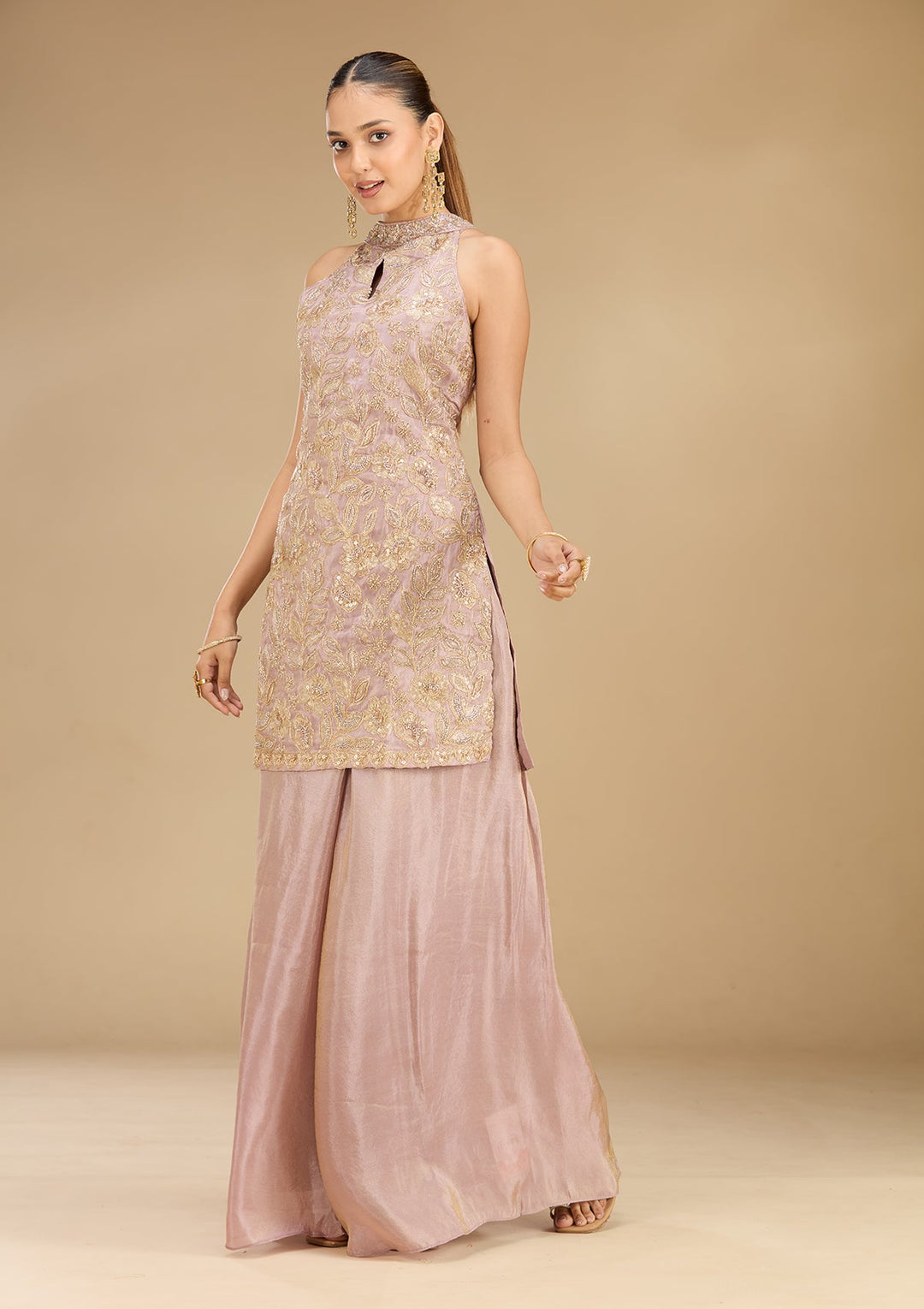 Lavender Cutdana Tissue Readymade Salwar Suit