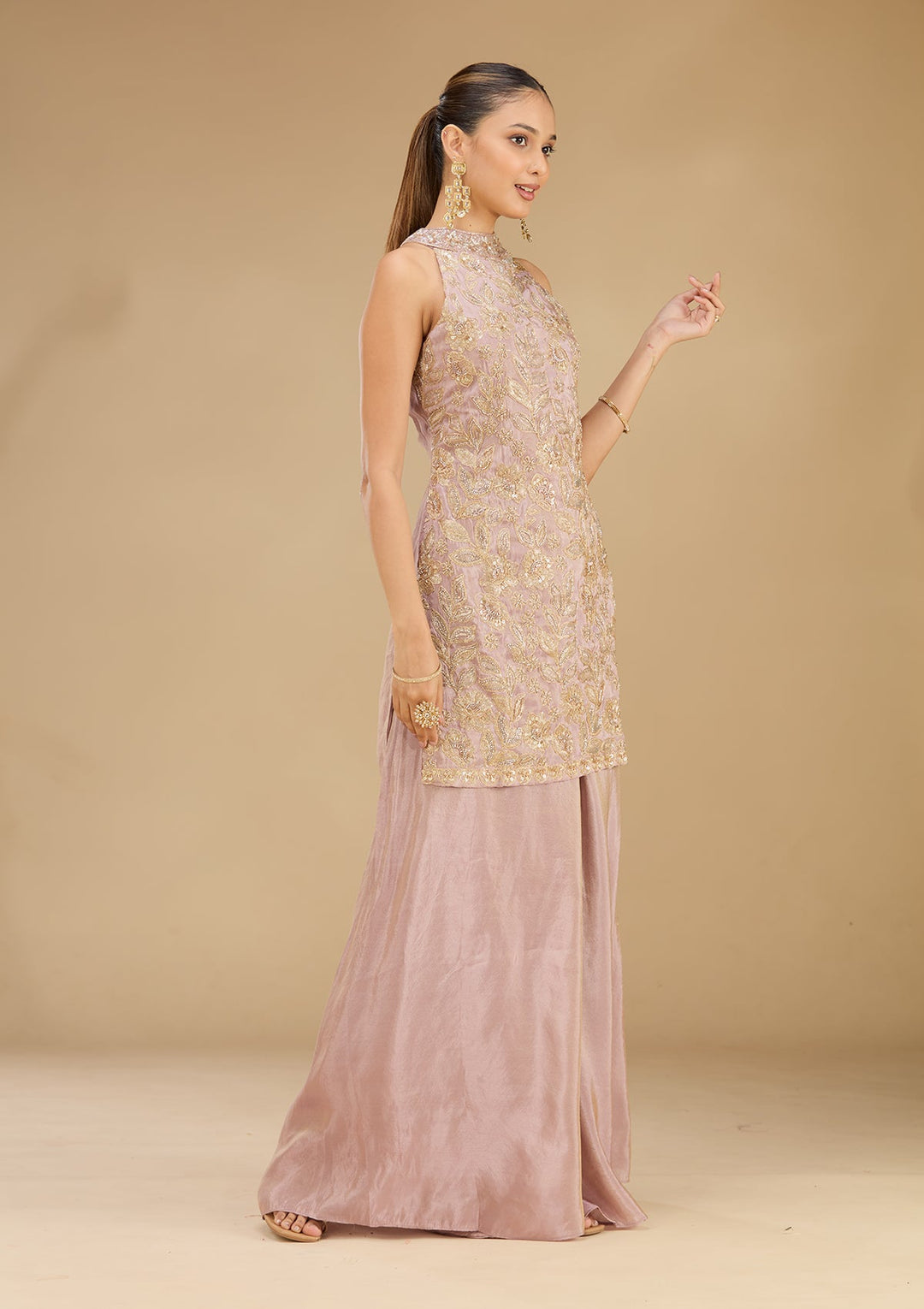 Lavender Cutdana Tissue Readymade Salwar Suit