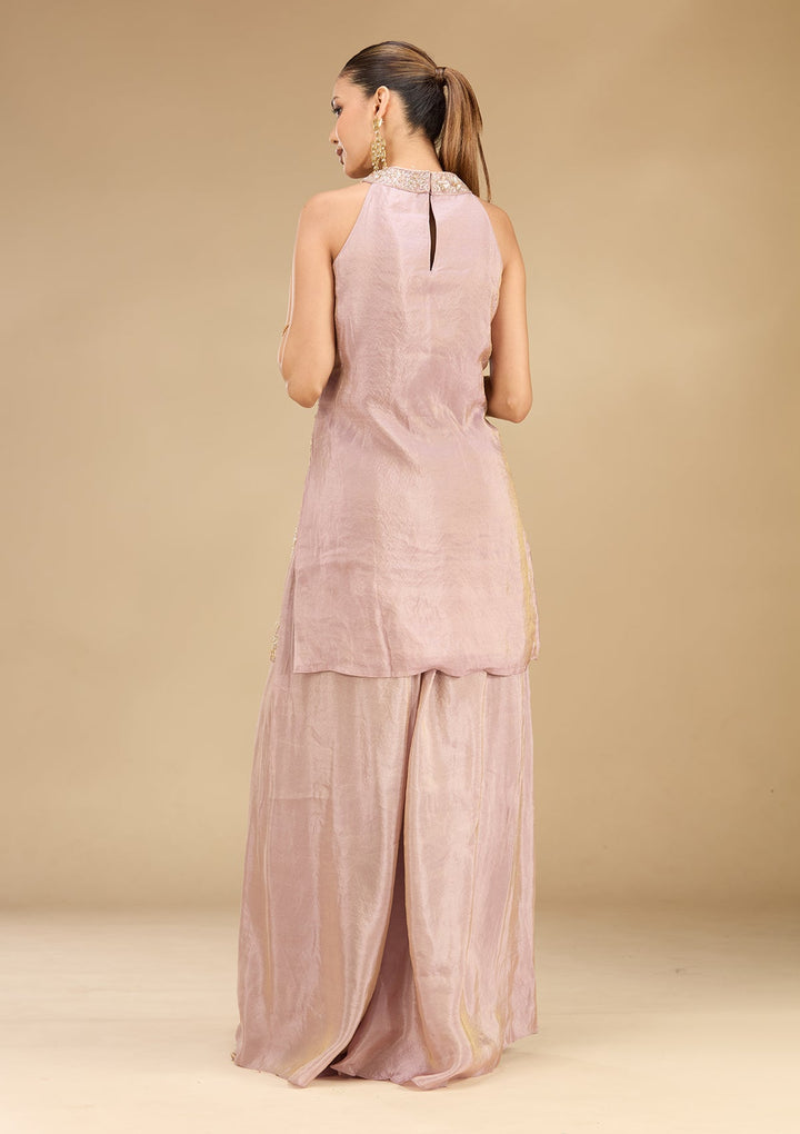 Lavender Cutdana Tissue Readymade Salwar Suit