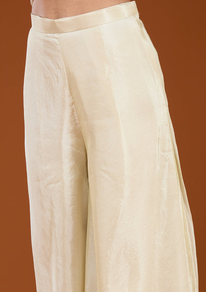 Off White Cutdana Tissue Readymade Salwar Suit