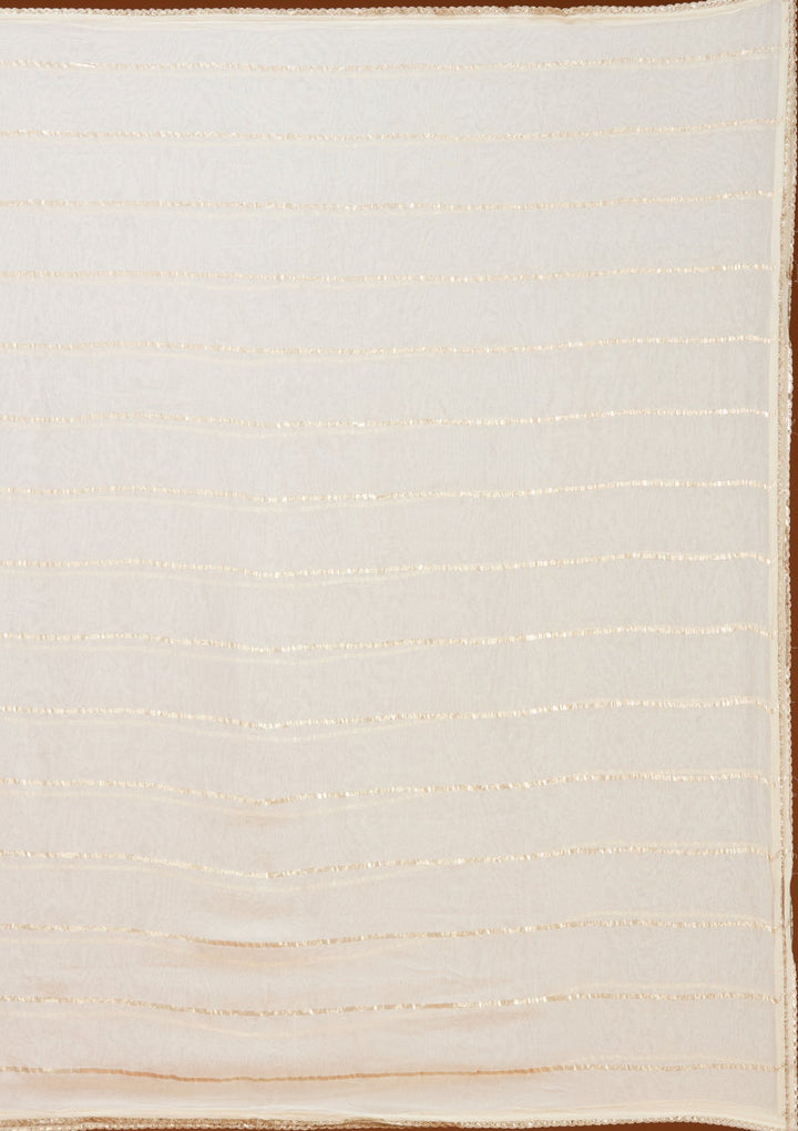 Off White Cutdana Tissue Readymade Salwar Suit