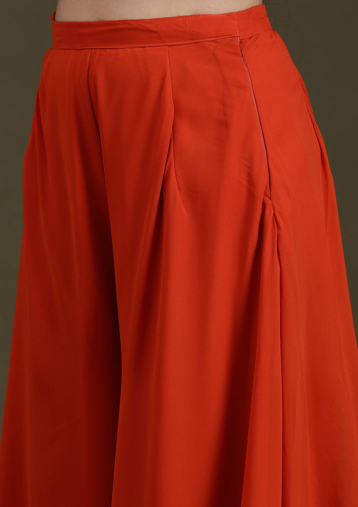 Orange Cutdana Brocade Readymade Salwar Suit