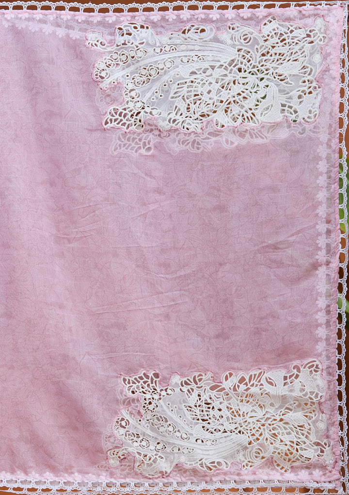 White Threadwork Tissue Readymade Salwar Suit