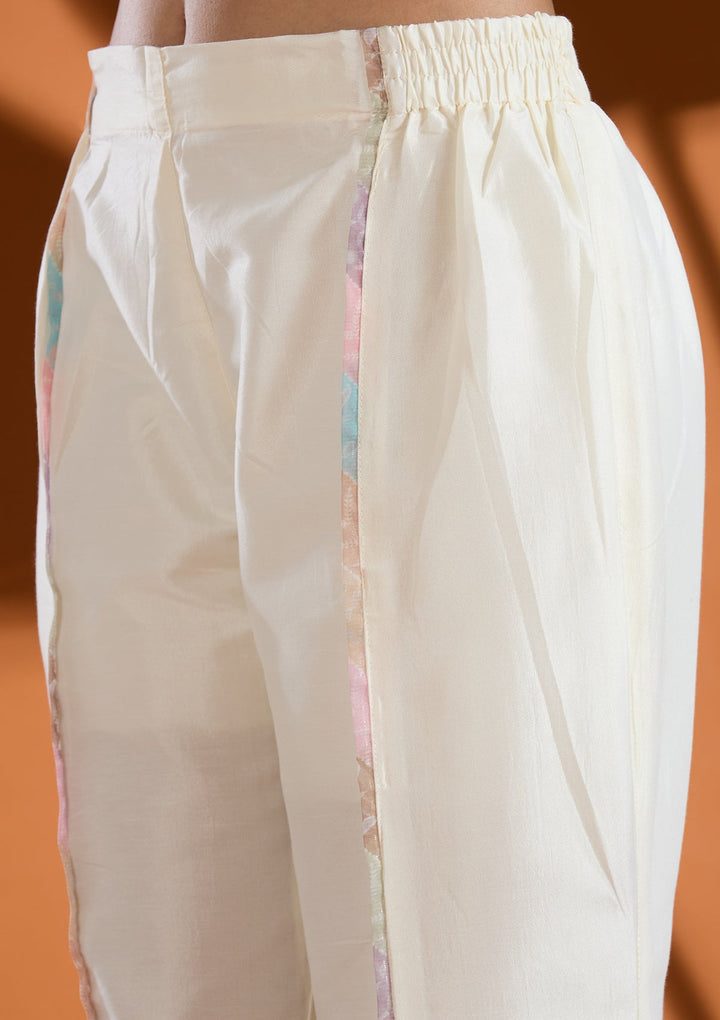 Cream Cutdana Tissue Readymade Salwar Suit