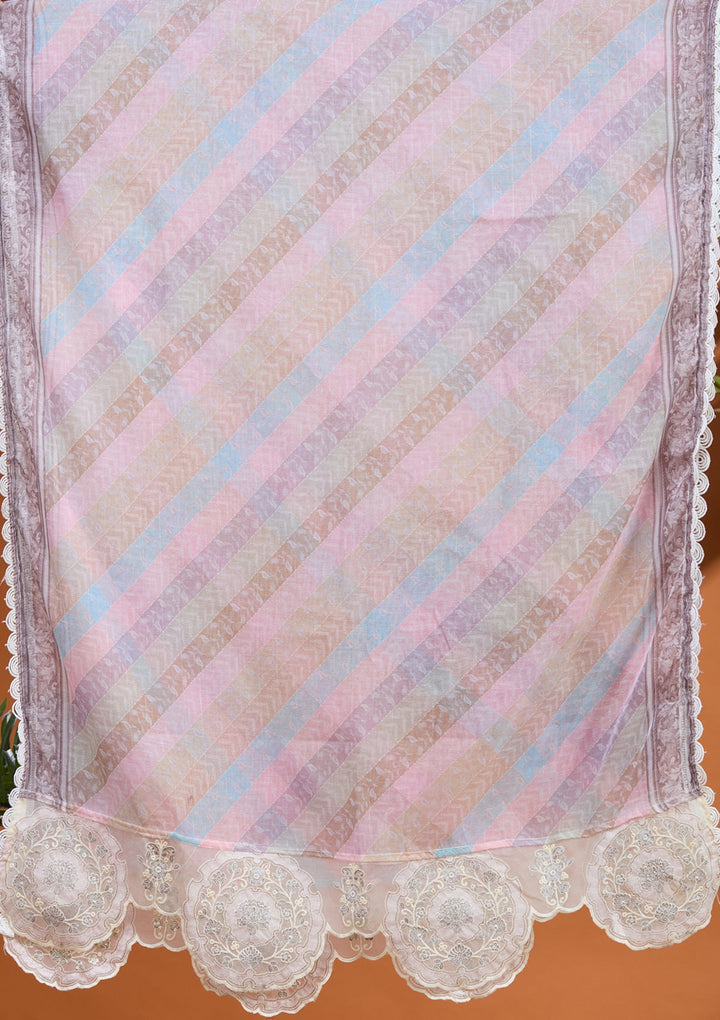 Cream Cutdana Tissue Readymade Salwar Suit