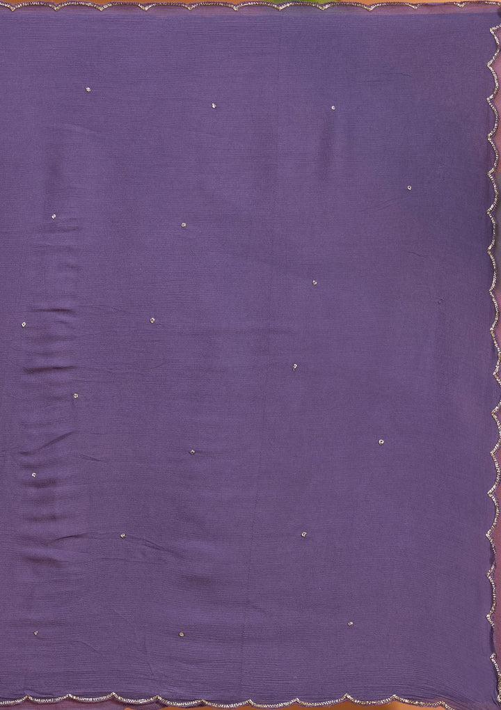 Purple Cutdana Soft Raw Silk Readymade Salwar Suit