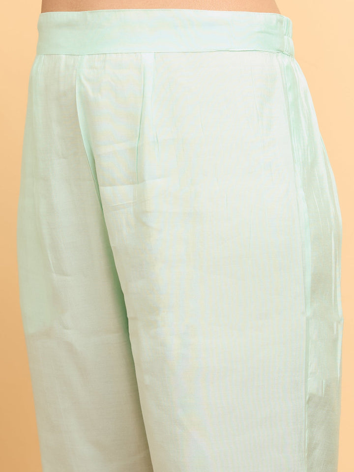 Blue Threadwork Chanderi Readymade Salwar Suit