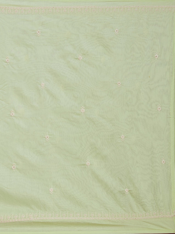 Pista Green Threadwork Chanderi Readymade Salwar Suit