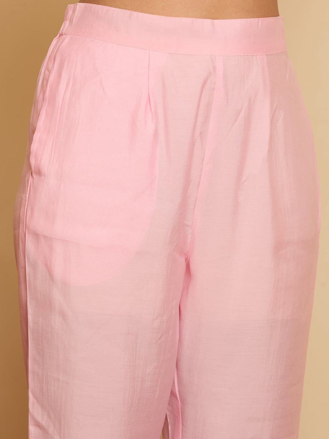 Pink Threadwork Chanderi Readymade Salwar Suit