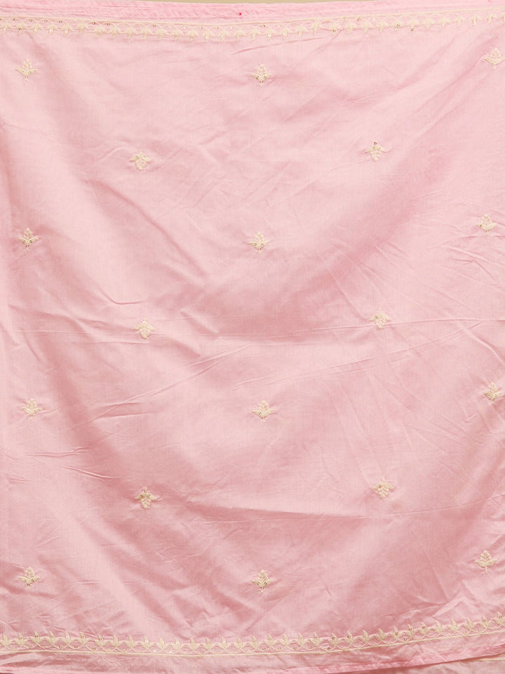 Pink Threadwork Chanderi Readymade Salwar Suit