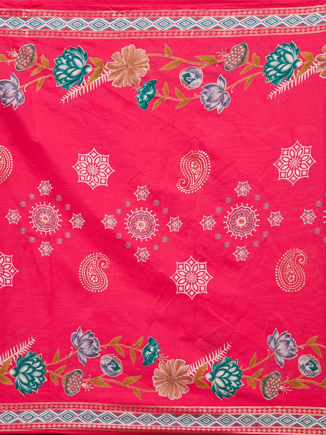 Rani Pink Threadwork Soft Raw Silk Readymade Salwar Suit