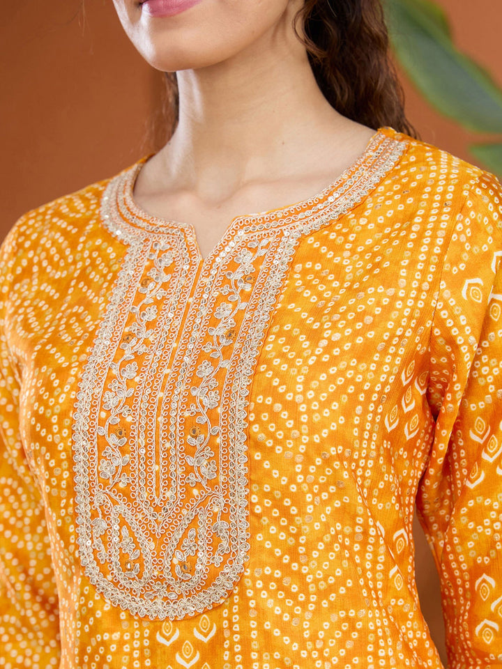 Mustard Yellow Cording Raw Silk Readymade Salwar Suit