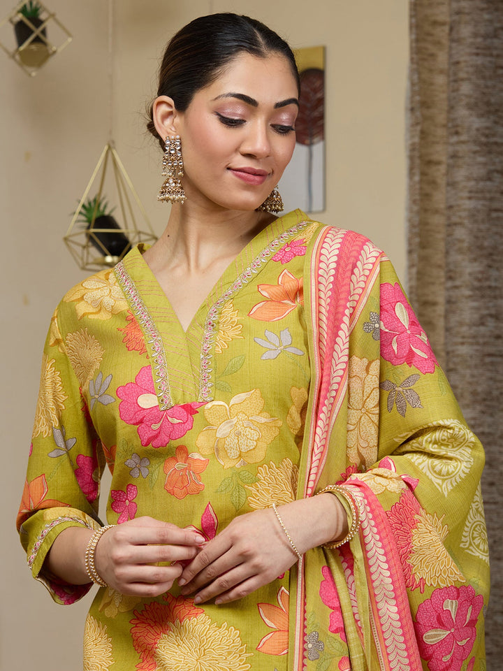 Pista Green Cording Soft Raw Silk Readymade Salwar Suit