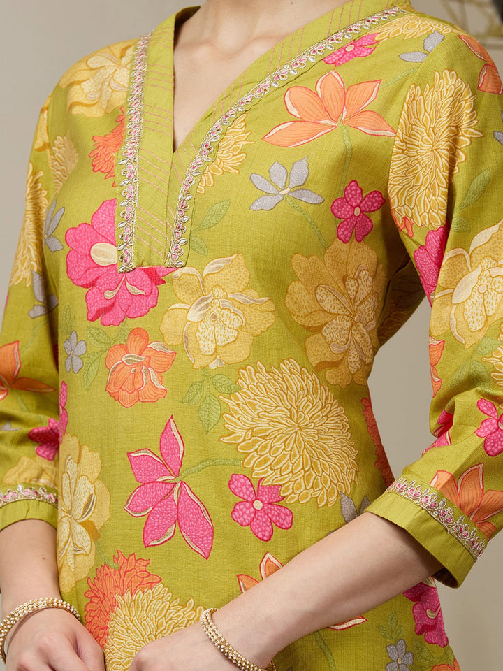 Pista Green Cording Soft Raw Silk Readymade Salwar Suit