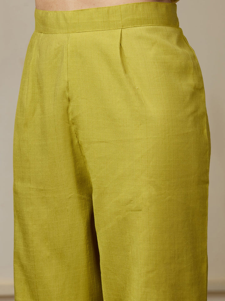 Pista Green Cording Soft Raw Silk Readymade Salwar Suit