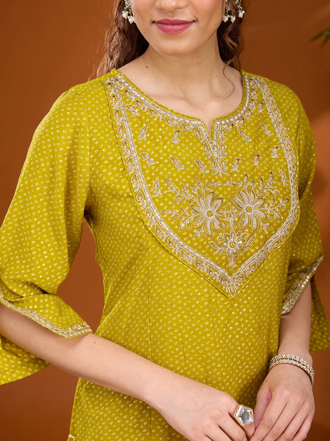 Mehandi Green Cording Chanderi Readymade Salwar Suit