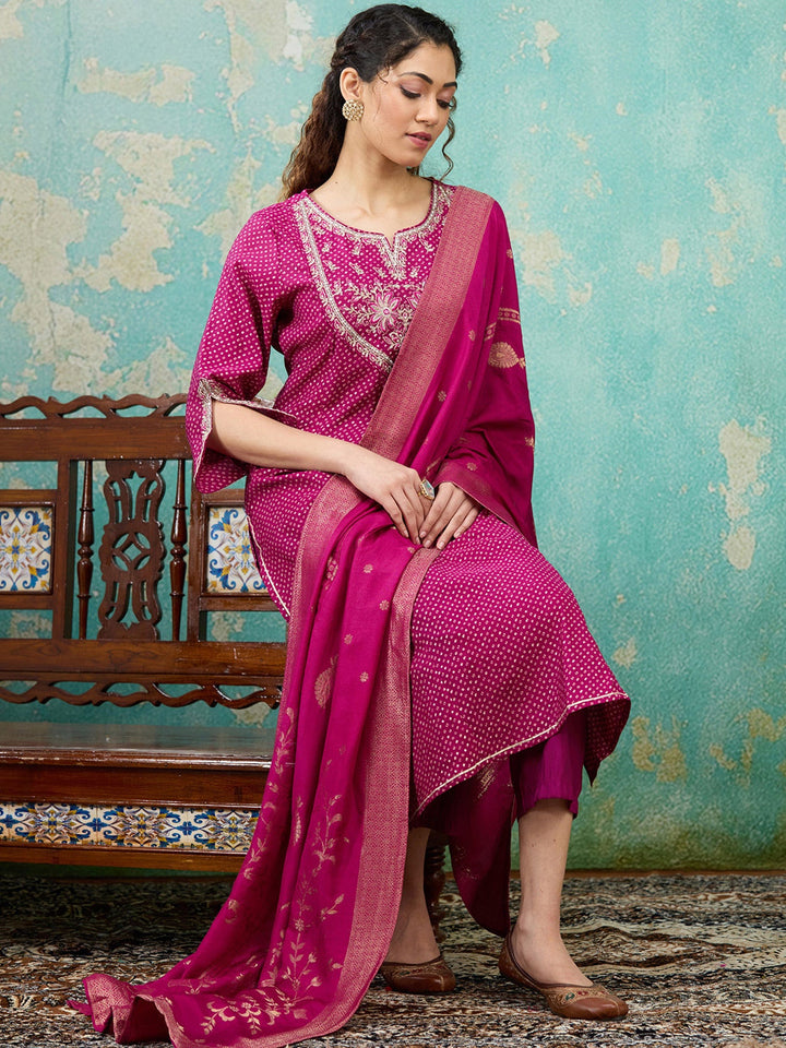 Purple Cording Chanderi Readymade Salwar Suit