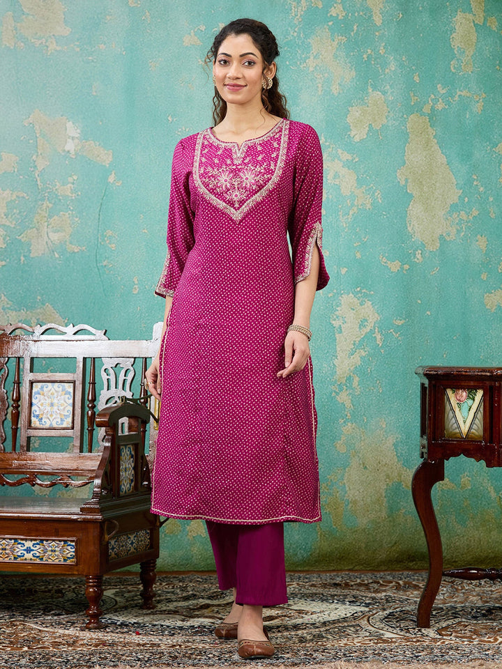 Purple Cording Chanderi Readymade Salwar Suit