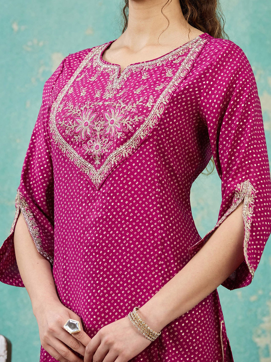 Purple Cording Chanderi Readymade Salwar Suit