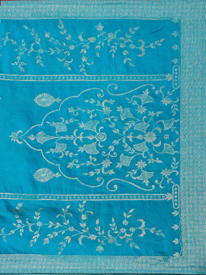 Turquoise Blue Cording Chanderi Readymade Salwar Suit