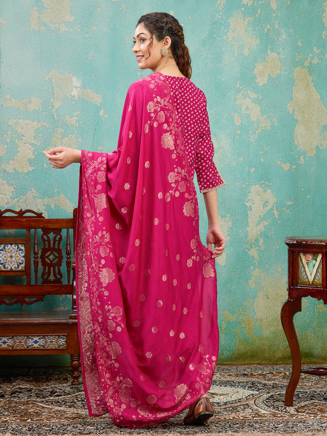 Purple Cording Chanderi Readymade Salwar Suit